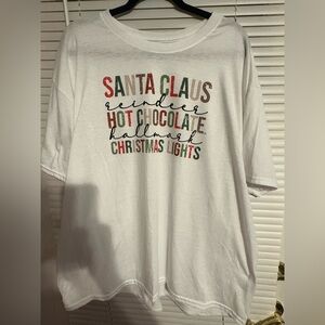 Gildan White Short Sleeve Tee with Festive Print